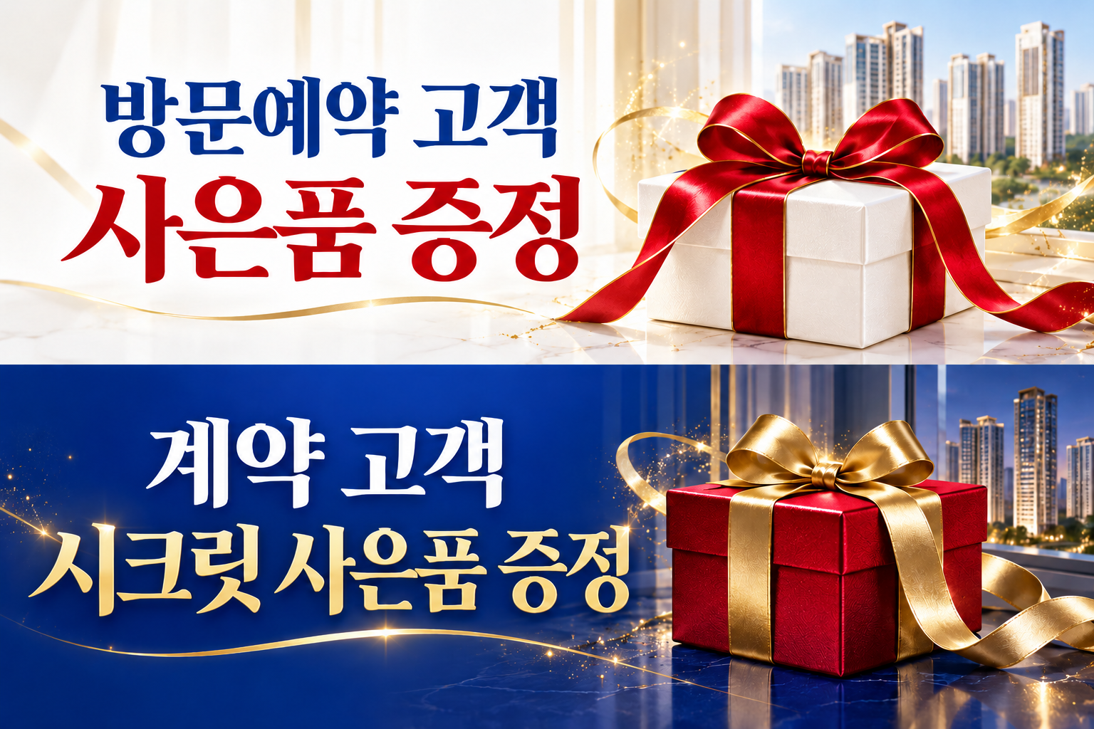 방문예약 고객 사은품 증정. 계약 고객 시크릿 사은품 증정.